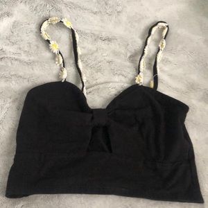 Black crop top with sunflower straps